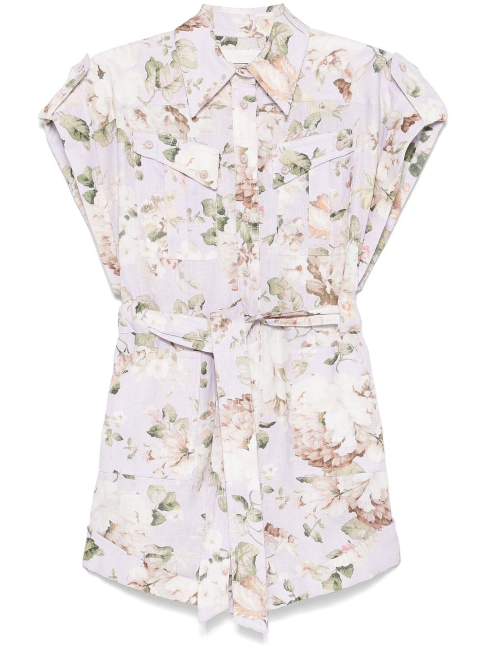 3112YRS252LIF ACACIA 프린트 린넨 PLAYSUIT